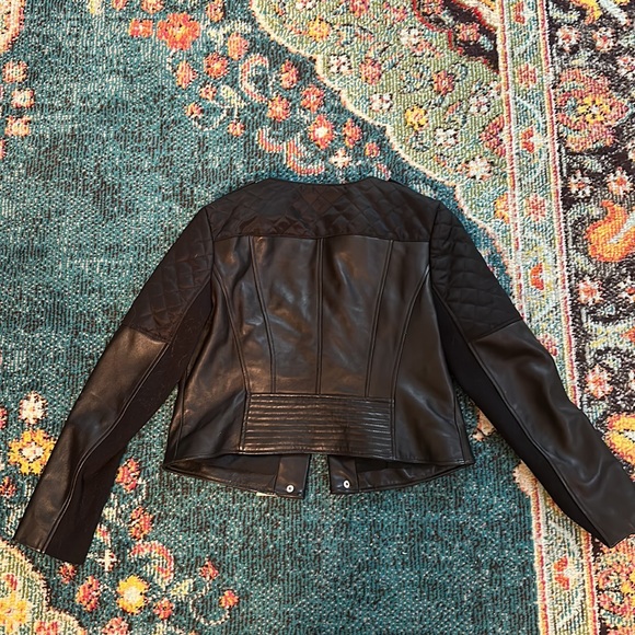 BCBGMAXAZRIA Blake Zip Front Quilted Lamb Leather Jacket - Picture 6 of 6